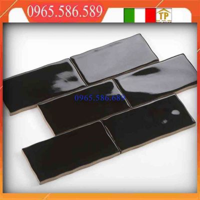 Gạch thanh mosaic đen lượn sóng VINT04