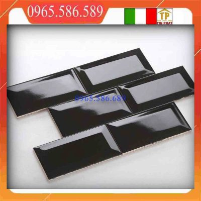 Gạch thanh mosaic vát cạnh đen VINT17