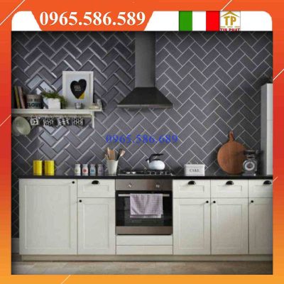Gạch thanh 75x150 mosaic vát cạnh xám VINT19