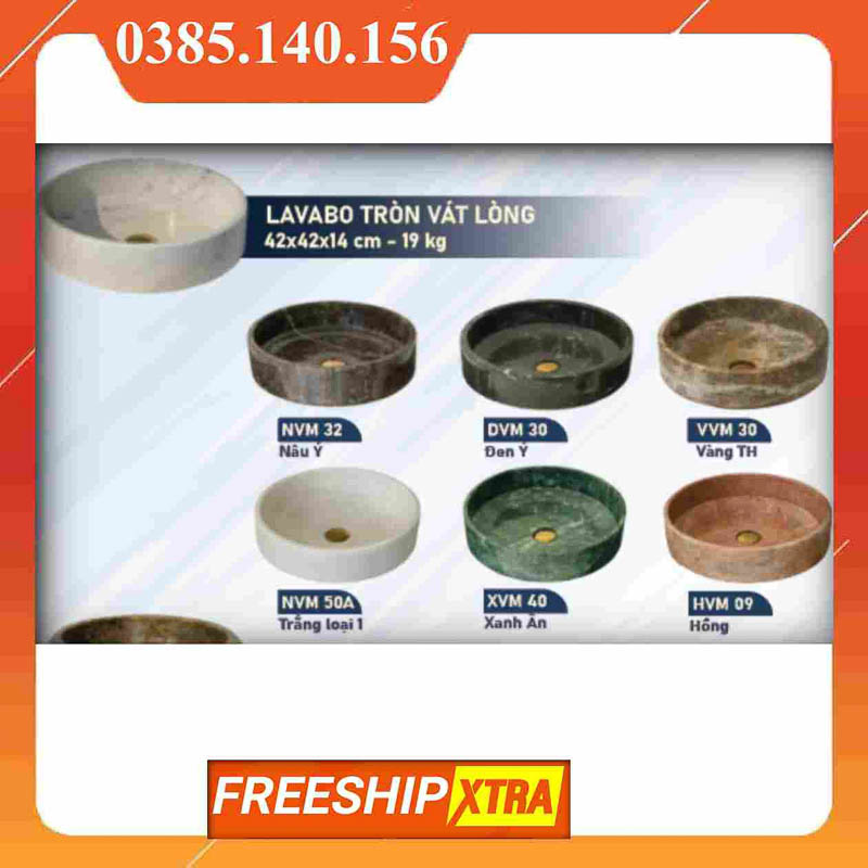 Chậu Lavabo đá Marbal tự nhiên tròn vát lòng