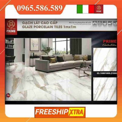 Gạch 1 mét vuông Prime 21000 trắng vân xám calacata - Ảnh 3