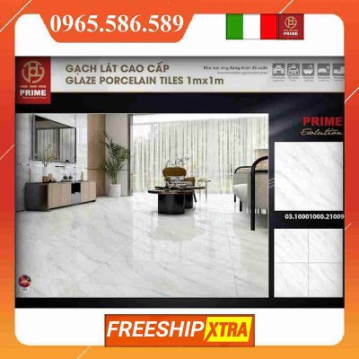 Gạch 1 mét vuông Prime 21009 vân đá trắng xám calacacta