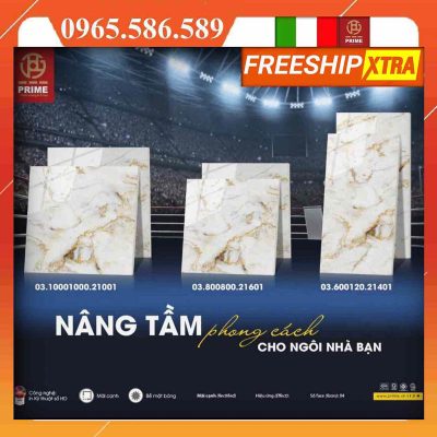 Alternative view of Gạch 1 mét vuông Prime 21001 trắng vân vàng