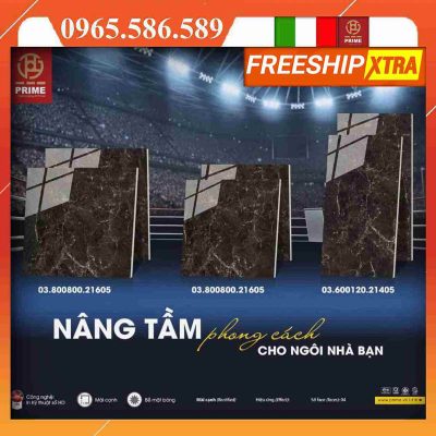 Alternative view of Gạch 1 mét vuông Prime 21005 vân đá màu đậm