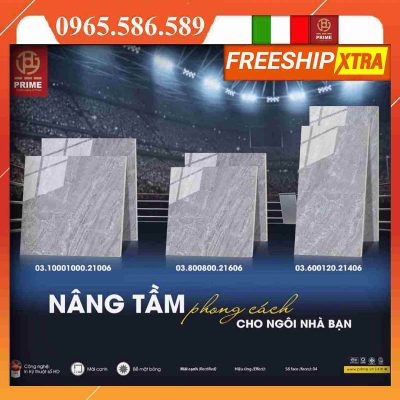Alternative view of Gạch 1 mét vuông Prime 21006 vân đá màu xám nhẹ
