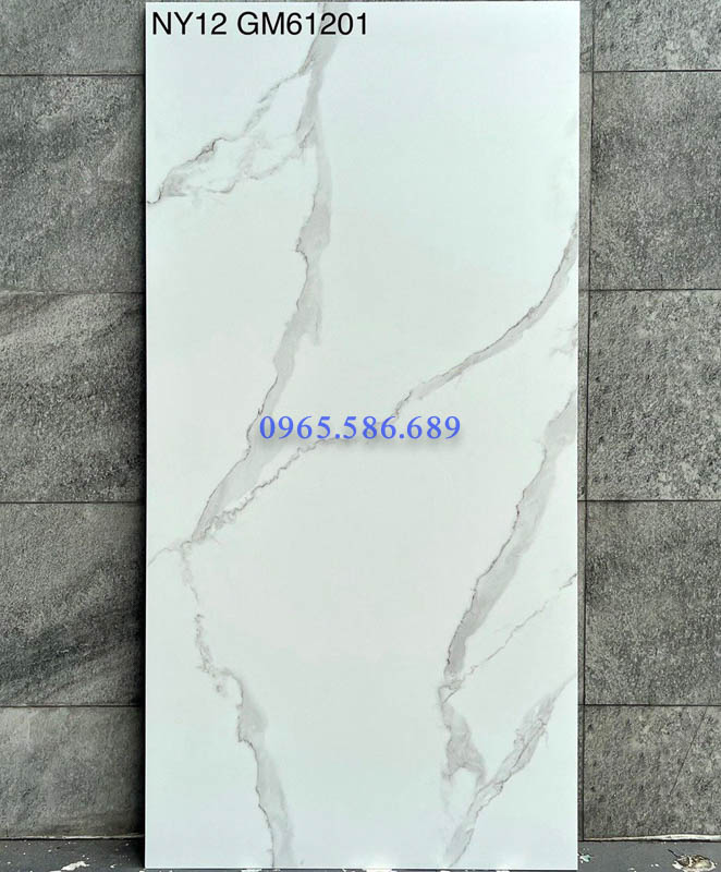 Gạch 60x120 trắng xám Calacata bề mặt mờ - Ảnh 3