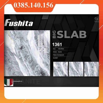 Gạch 1mx1m Fushita 1361 đá bóng kính vân xám