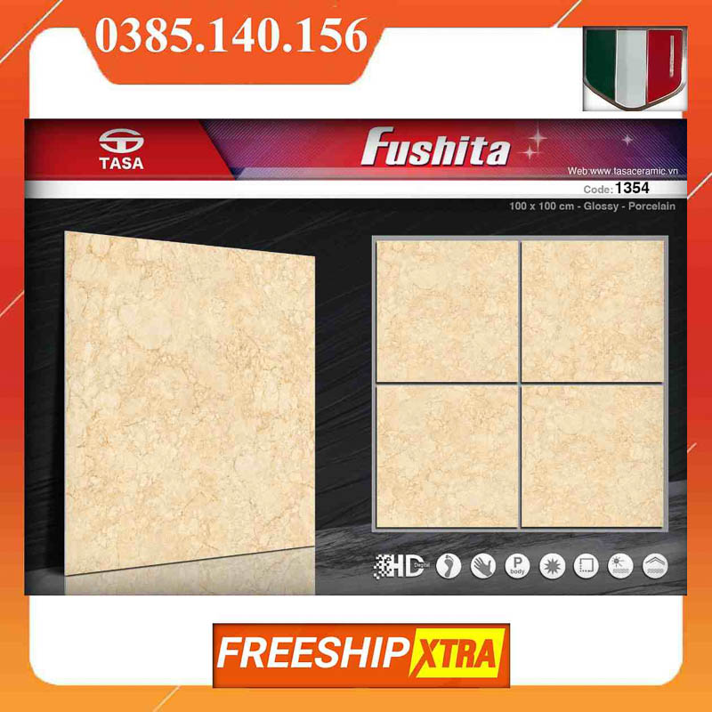 Gạch 1mx1m Fushita 1354 màu vàng kem - Ảnh 2