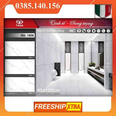 Gạch 60x120 Fushita-1806 màu trắng xám calacata