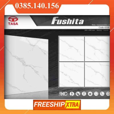 Gạch 60x60 Fushita 6338 trắng vân xám calacata