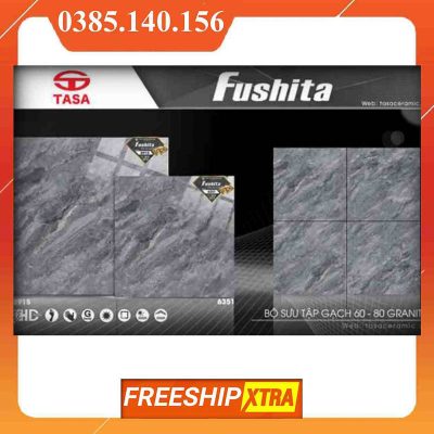 Gạch 60x60 Fushita 6351 đá bóng kính màu xám đậm