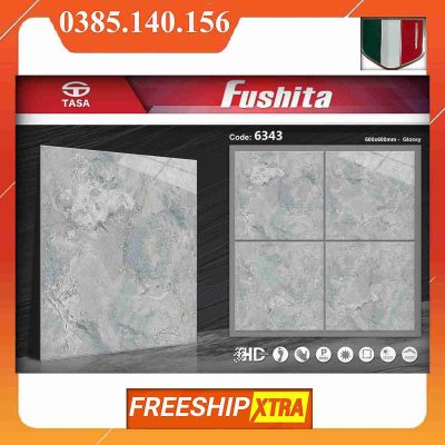 Gạch 60x60 Fushita 6343 đá bóng kính màu xanh ngọc