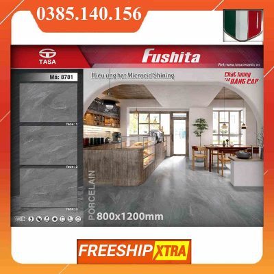Gạch 80x120 Fushita 8781 đá mờ tông xám bê tông