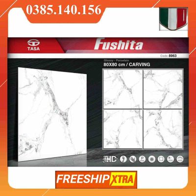 Gạch 80x80 Fushita 8963 màu trắng vân xám