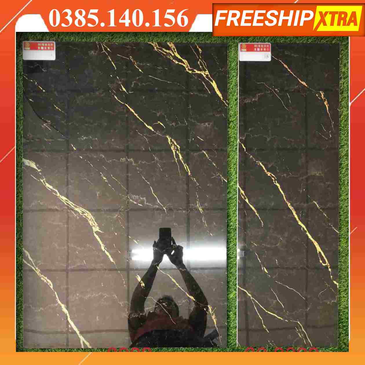 Gạch 30x90 PRIME 8008 màu đen vân cam