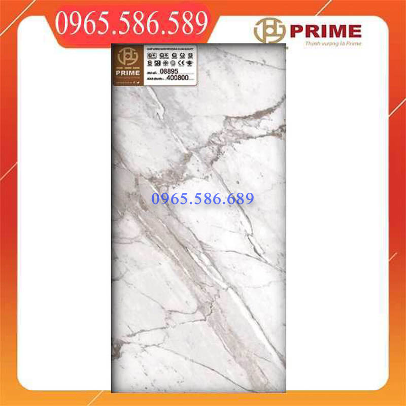 Gạch 40x80 Prime 8895 màu trắng vân xám marbal
