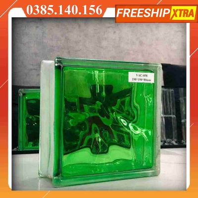 Gạch kính lấy sáng màu xanh lá cây khối Green