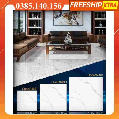 Gạch 1mx1m Greata 94101 màu trắng vân xám calacata
