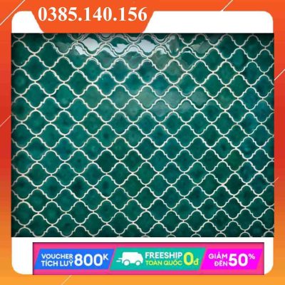 Gạch mosaic hình lồng đèn màu xanh ngọc VINLĐ003