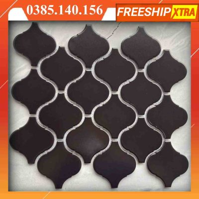 Gạch mosaic hình lồng đèn màu đen men mờ VINLĐ001