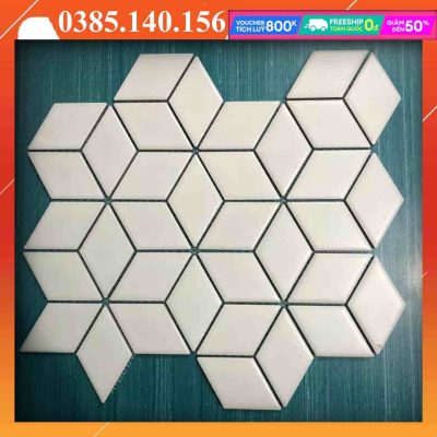 Alternative view of Gạch mosaic hình lục giác kim cương màu đen men bóng VINKC002