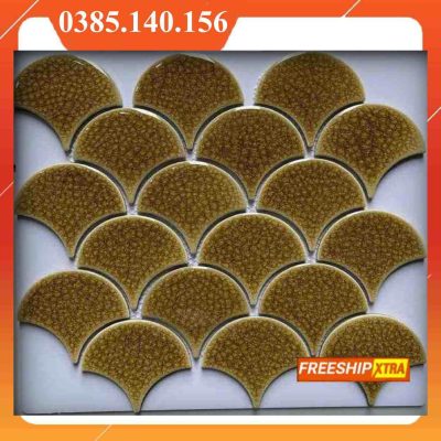 Gạch mosaic hình vảy cá màu vàng MHF-70 men rạn VINVC010