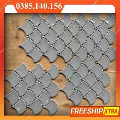 Gạch mosaic hình vảy cá màu xám VINVC016