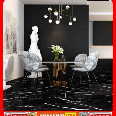 Gạch Italy 100x100 BELLISSIMO LACASA-LT10017 đen tia chớp xám