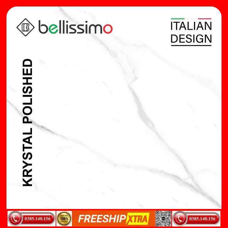 Gạch Italy 120x120 BELLISSIMO BL12005 màu trắng vân xám khói bóng