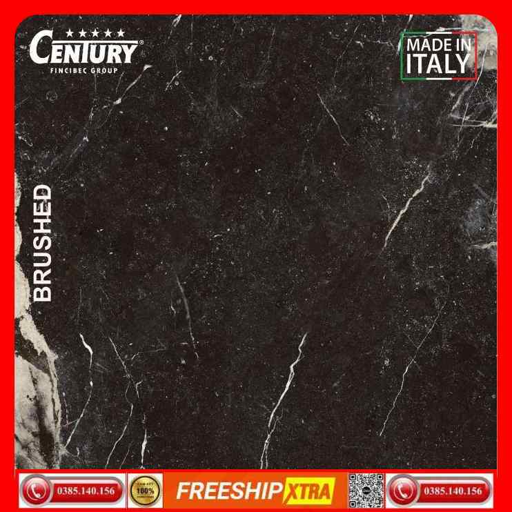Gạch Italy 120x120 CENTURY CONTACT VOGUE màu đen vân xám mờ mịn