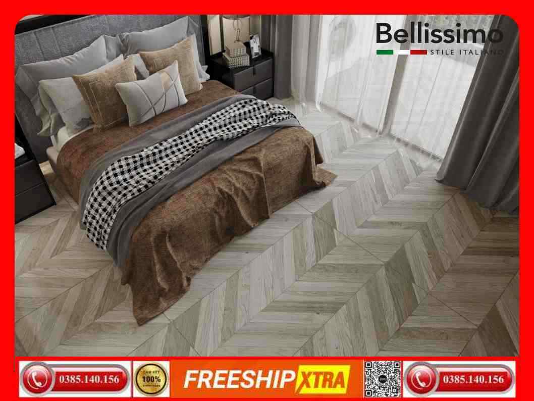 Gạch Italy 60x120 BELLISSIMO BL126W3 vân gỗ xương cá nâu