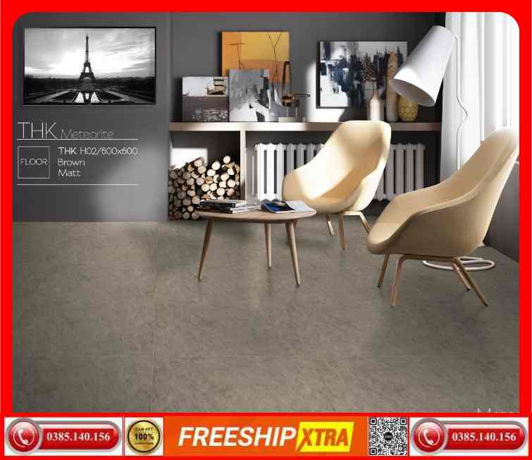 Gạch 60x60 Eurotile Thạch Khuê THK-H02 màu xám xi măng