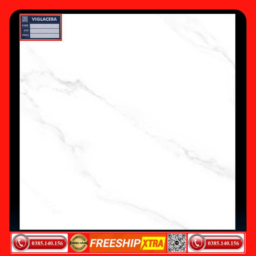 Gạch 50x50 Viglacera HM507 màu trắng vân xám khói